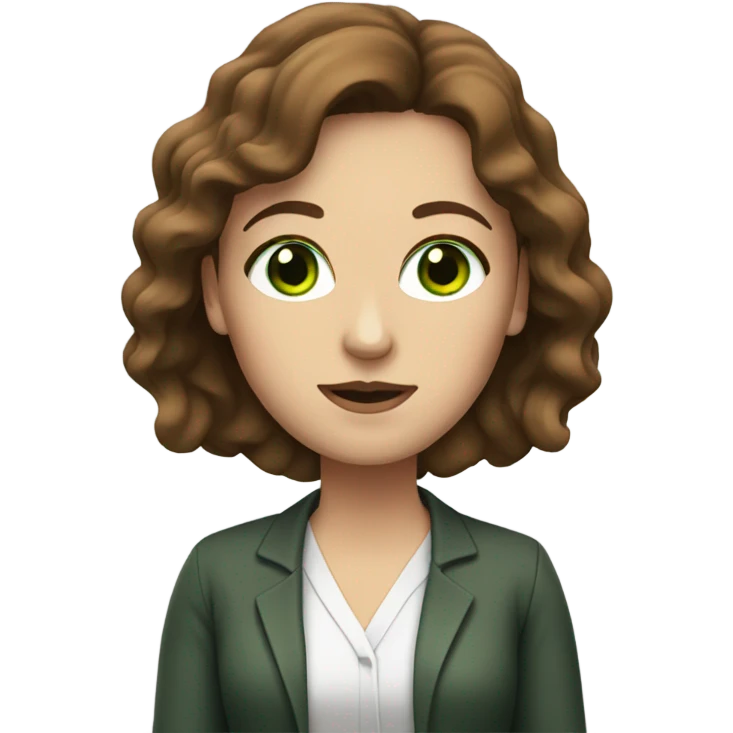 white female psychologist with brown hair and green eyes emoji