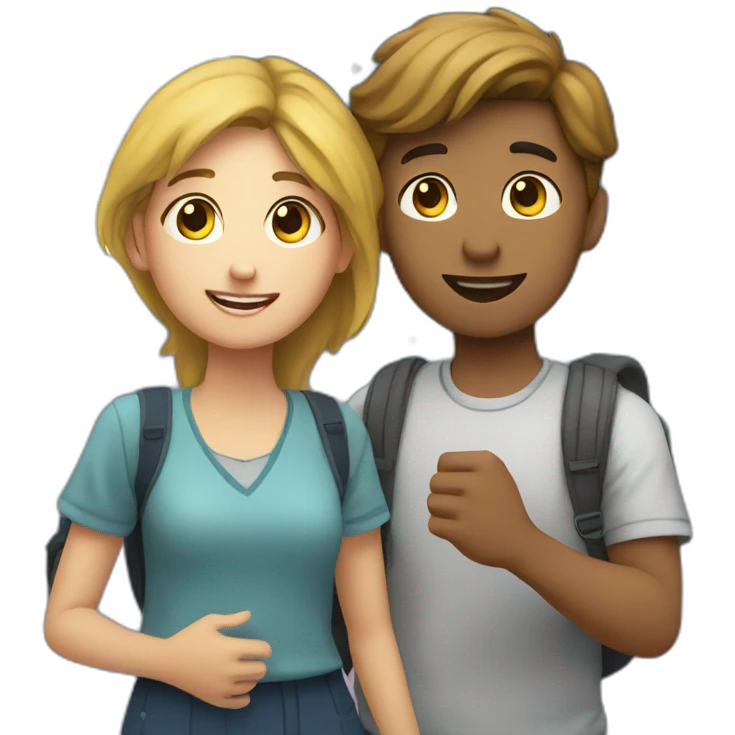 Couple student looking at the moon while holding hands emoji
