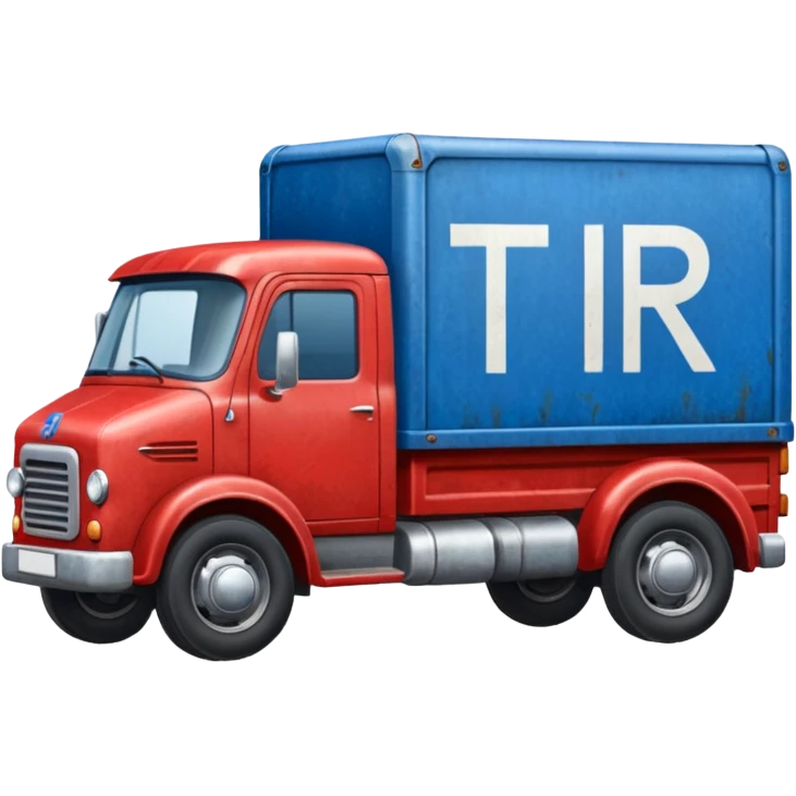 A red truck with a blue and white "TIR" plate emoji