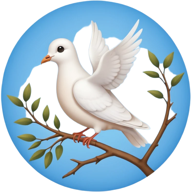 A sky-blue circle and a ☑️ Little dove  emoji