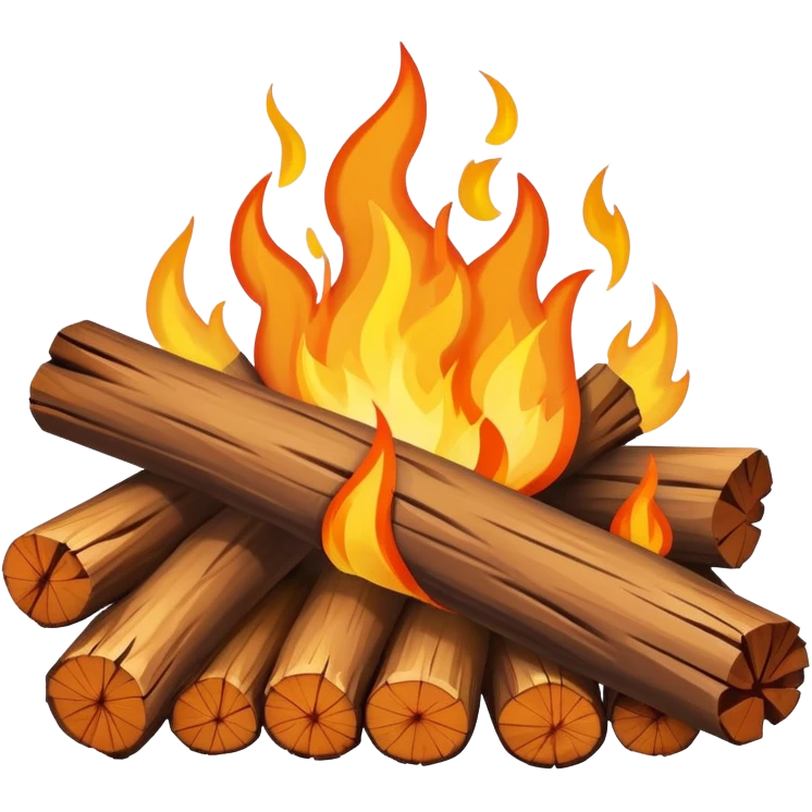 campfire with logs and flames emoji