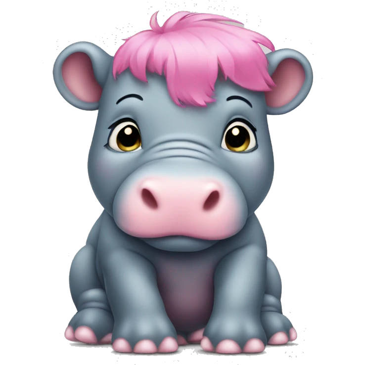 baby hippo with pink hair emoji