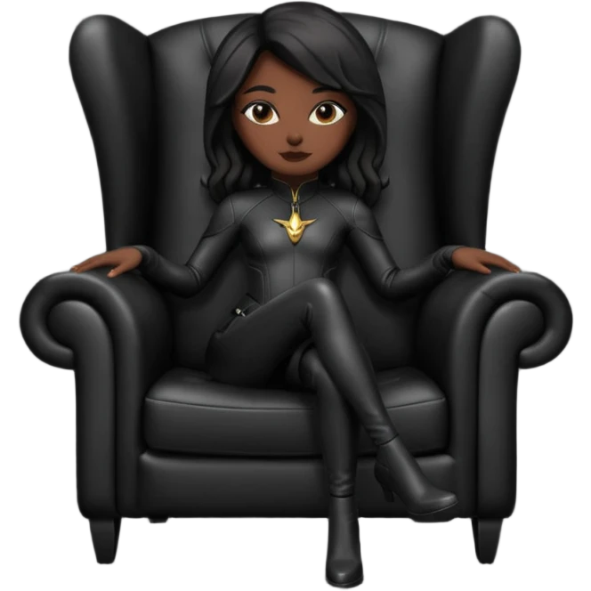 Matrix trinity black leather full body sit on a leather armchair emoji