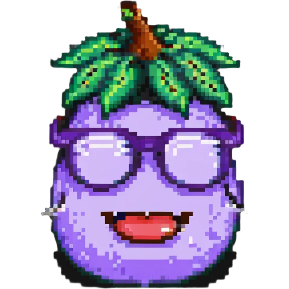 eggplant with nerdy glasses and goofy teeth emoji