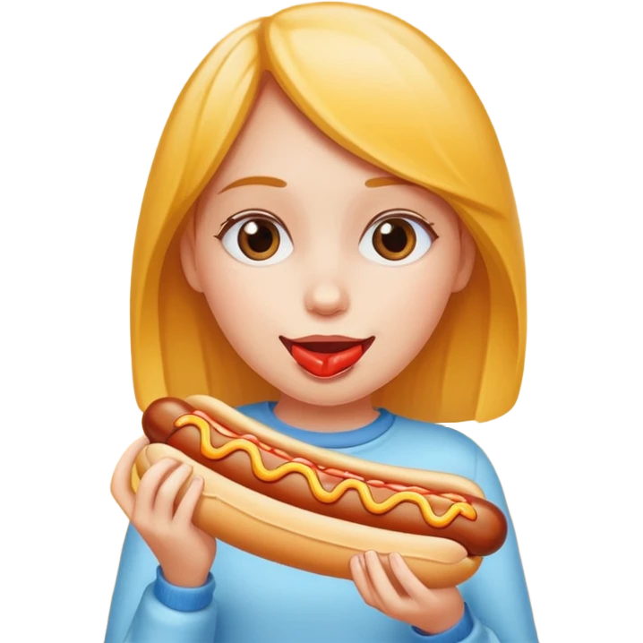 Girl eating a hotdog emoji