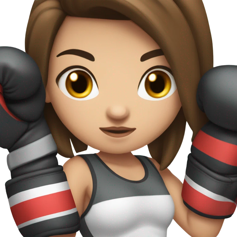 white brunette girl boxing emoji
