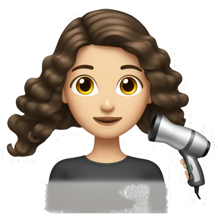Brunette girl blow drying hair emoji