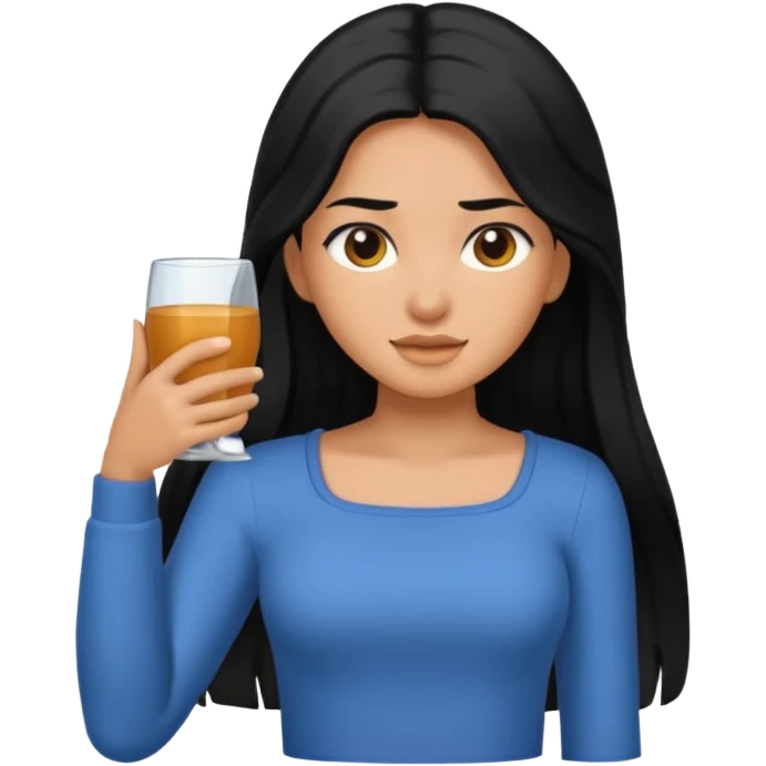 A caramel skin girl with long black hair and a square neckline shirt emoji