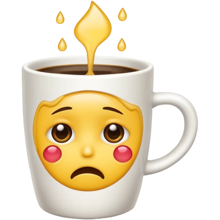Crea un emoji che piange con sotto  le lacrime delle tazzine  emoji