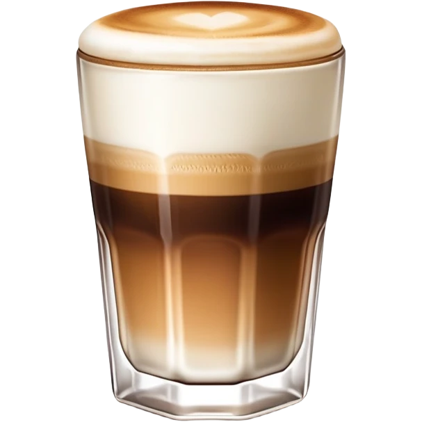 Small 4.5 ounce Gibraltar glass with cortado espresso drink, smooth gradient from light brown on top to darker at bottom, no white froth, just smooth milk and espresso integration emoji