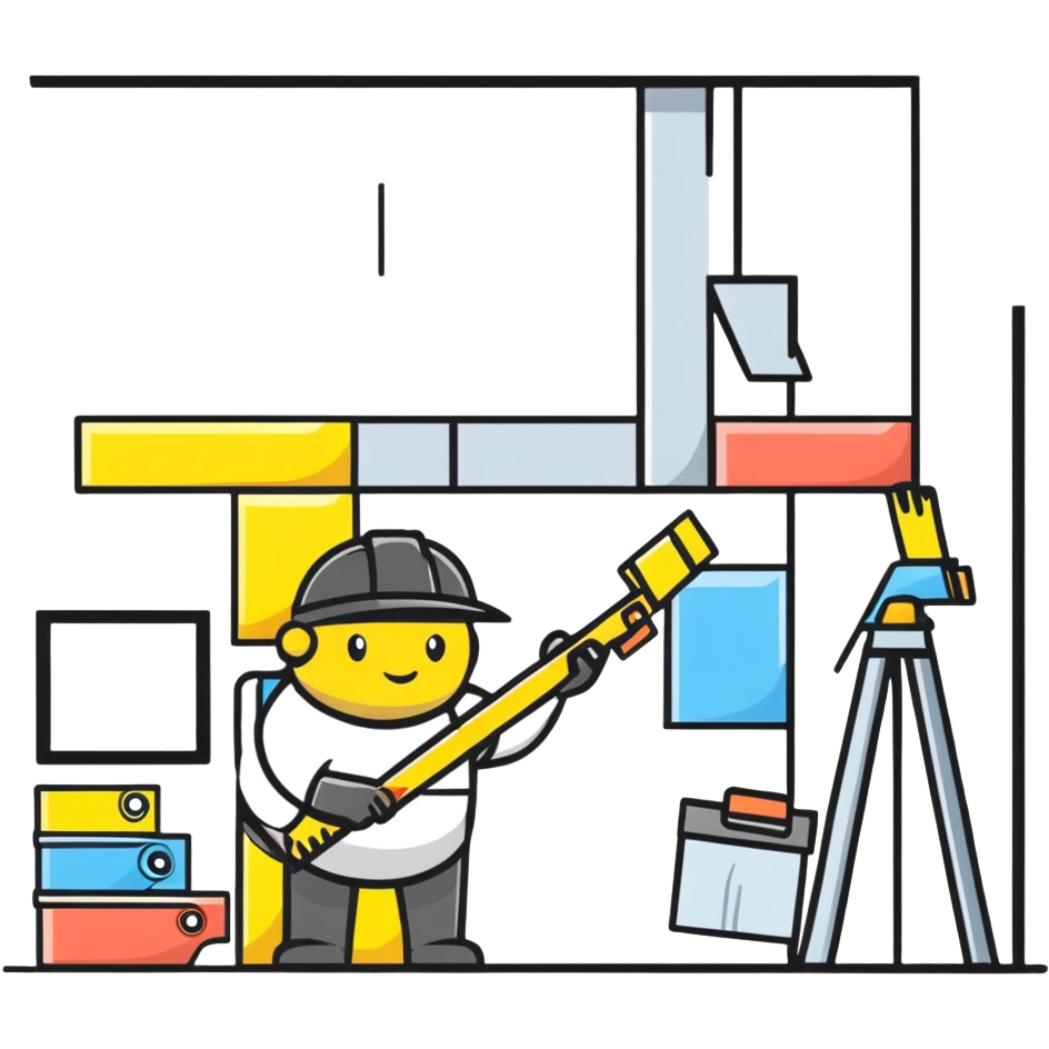 interior designer with paint samples and a tape measure, cartoonish emoji