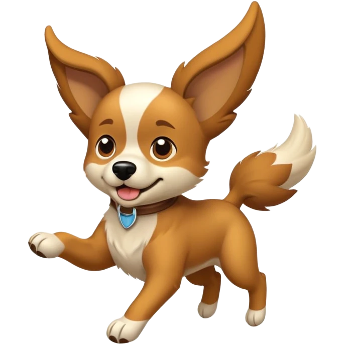Un perro volando con 3 patas  emoji