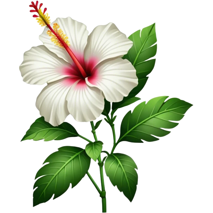 single white Hawaiian hibiscus, straight stem emoji