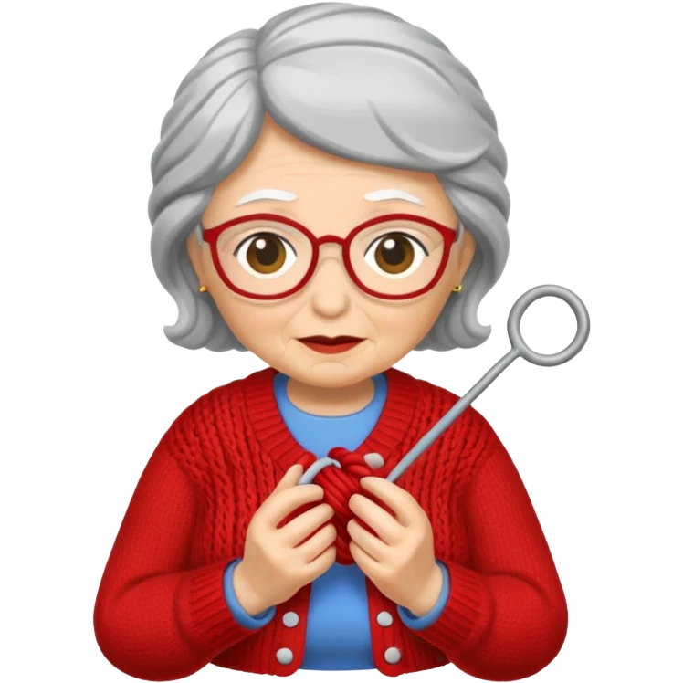 knitting grandma red emoji