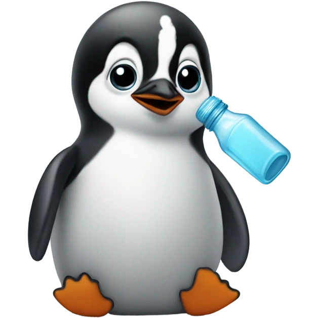 A BABY PENGUIN DRINKING FROM A BOTTLE emoji