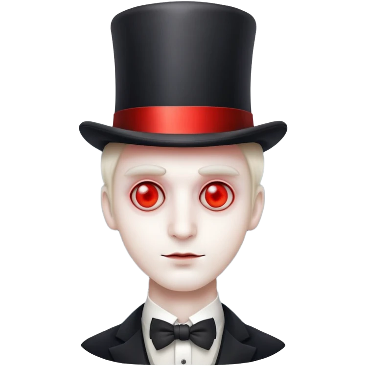 A man made of fog with red eyes a suit and top hat emoji