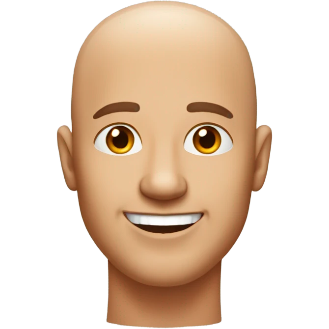 happy bald man with orange stubble and no eyebrows emoji