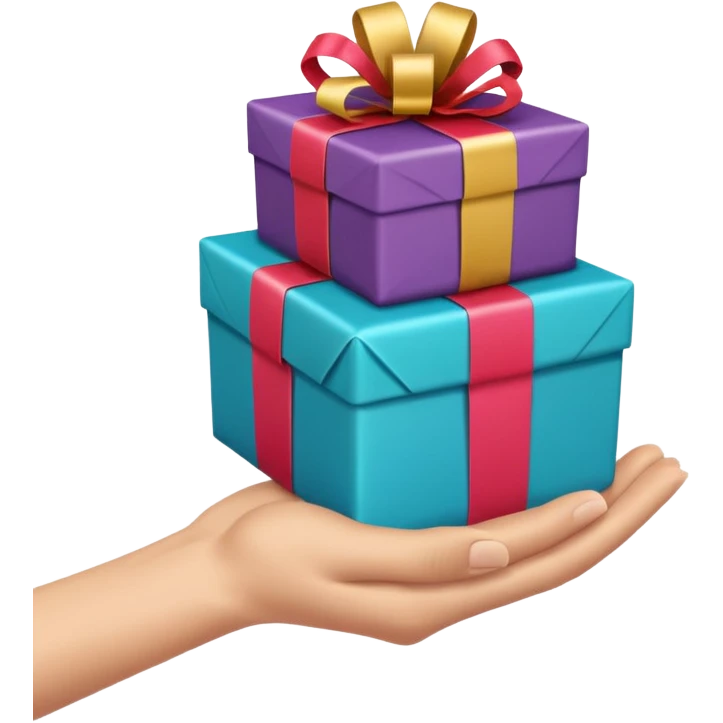 one hand offering a present, simple, clear, no text emoji