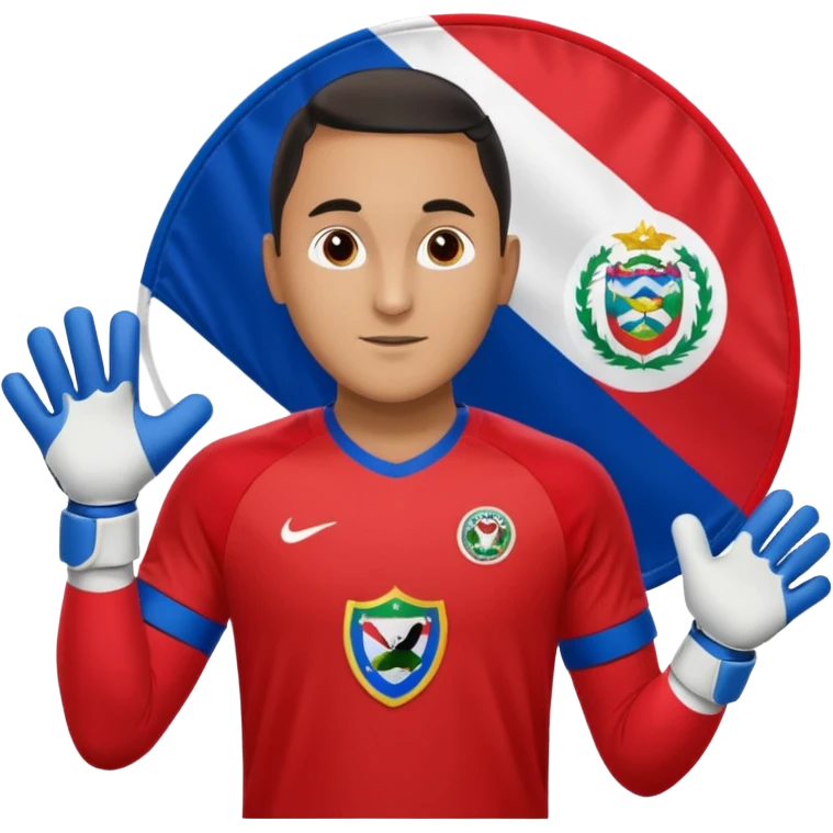 Keylor NavasK camisa roja de Costa Rica  y guantes de portero qué el escudo de costa  rica sea la bandera dentro de un circulo blanco  emoji