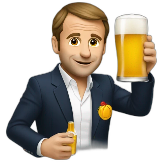 Macron drink beer emoji