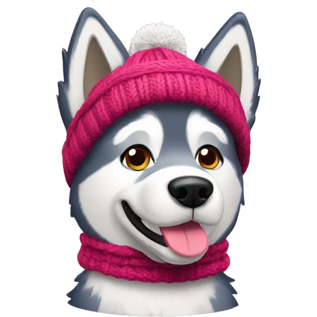 Husky Dog with knitted hat emoji
