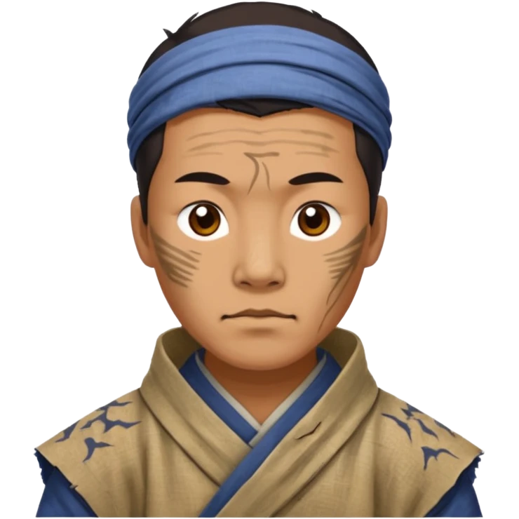 china ancient man, tattered puma skin cloth emoji