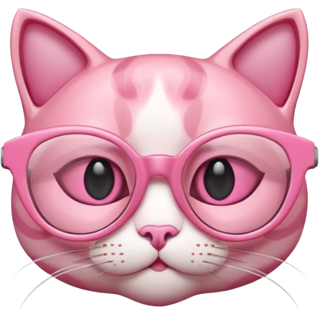 A 3D cartoon rose-pink cat-eye shaped spectacle, glossy curved frame, soft reflections, isolated on plain background. only glasses. ONly glasses. emoji