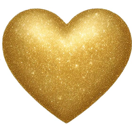 Gold Glitter bubble heart emoji