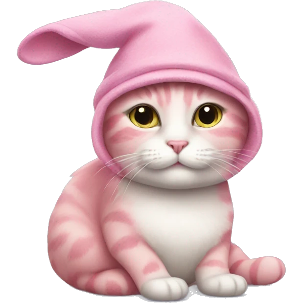pink cat wearing bunny hat  emoji