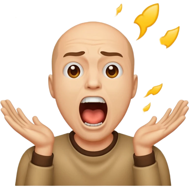 a man screaming into the sky, mouth wide open, head tilted back, simple emoji style emoji