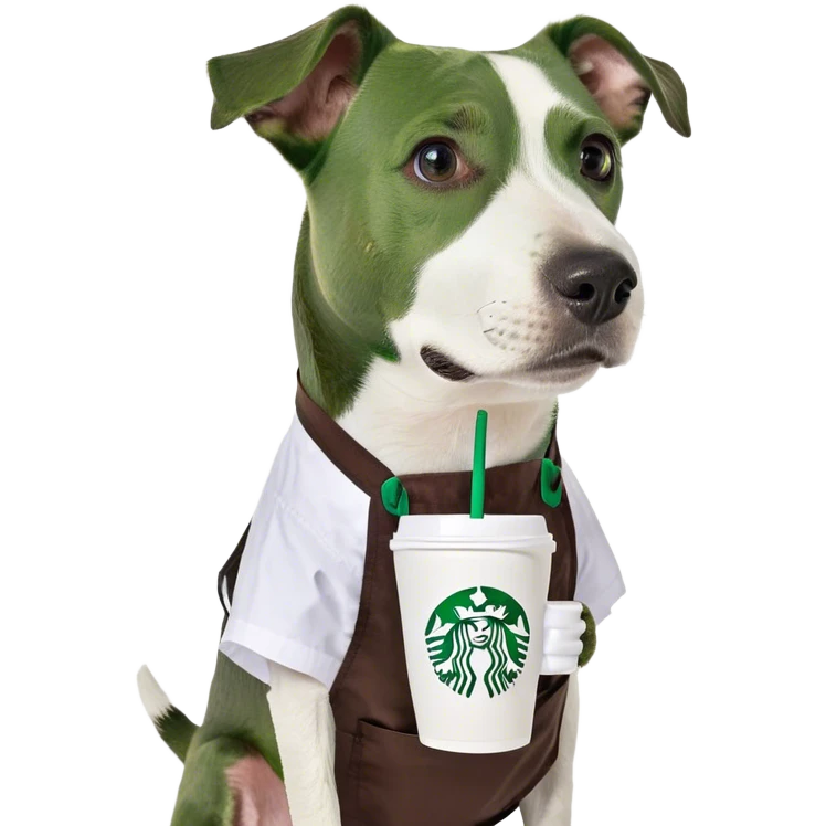 Dog with a starbucks emoji