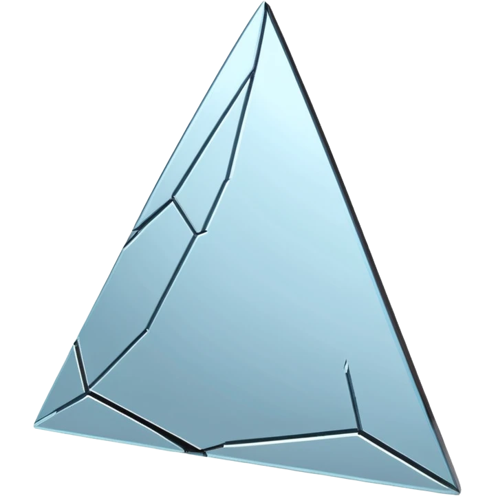 broken mirror shard emoji, sharp chrome edges, high contrast reflections, futuristic minimal 3D style, isolated on white emoji