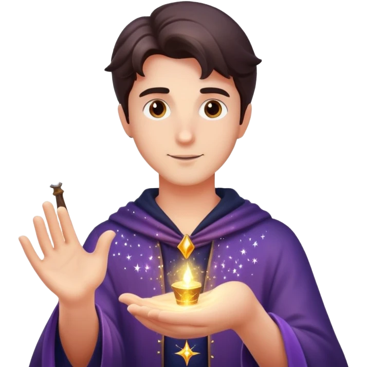 man casting a magic spell with sparkles and magic effects emoji