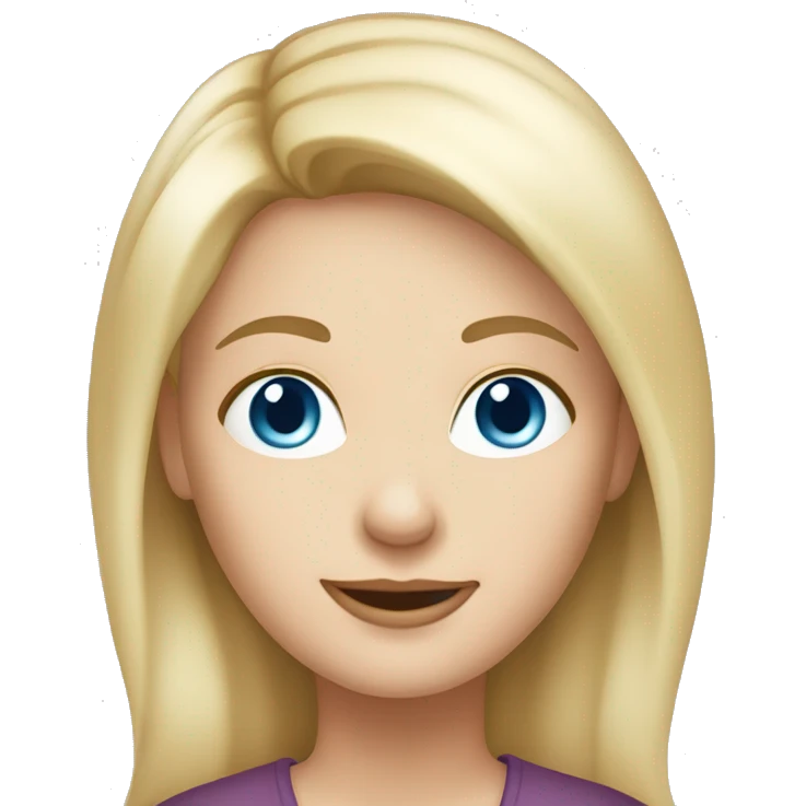 girl, 50 years old, blue eyes, blond hair, graphic artist emoji