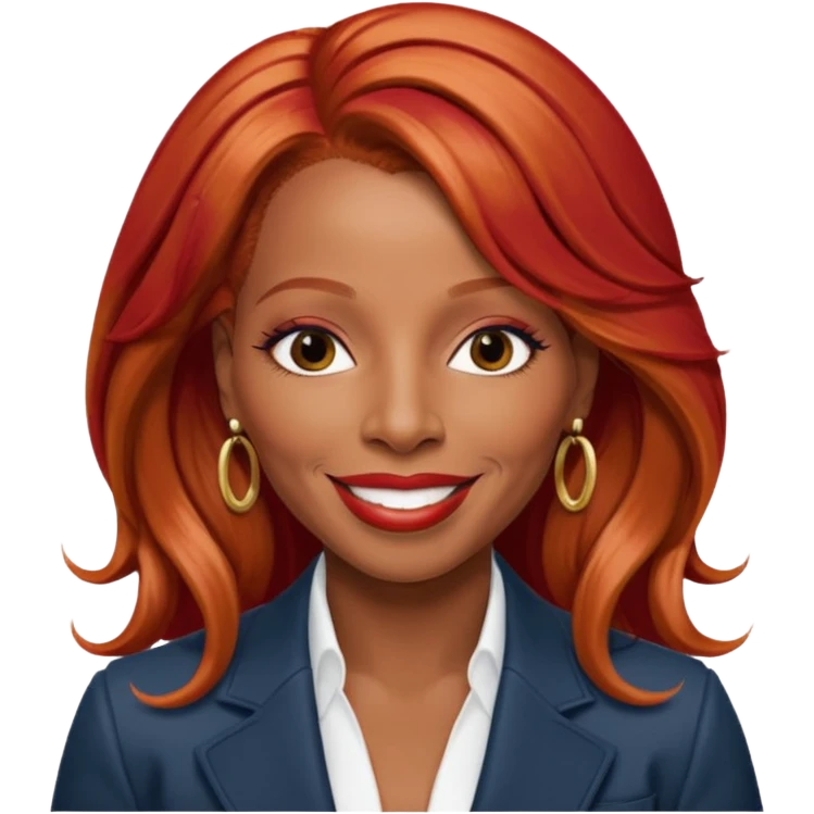 Mary J Blige with long red hair emoji
