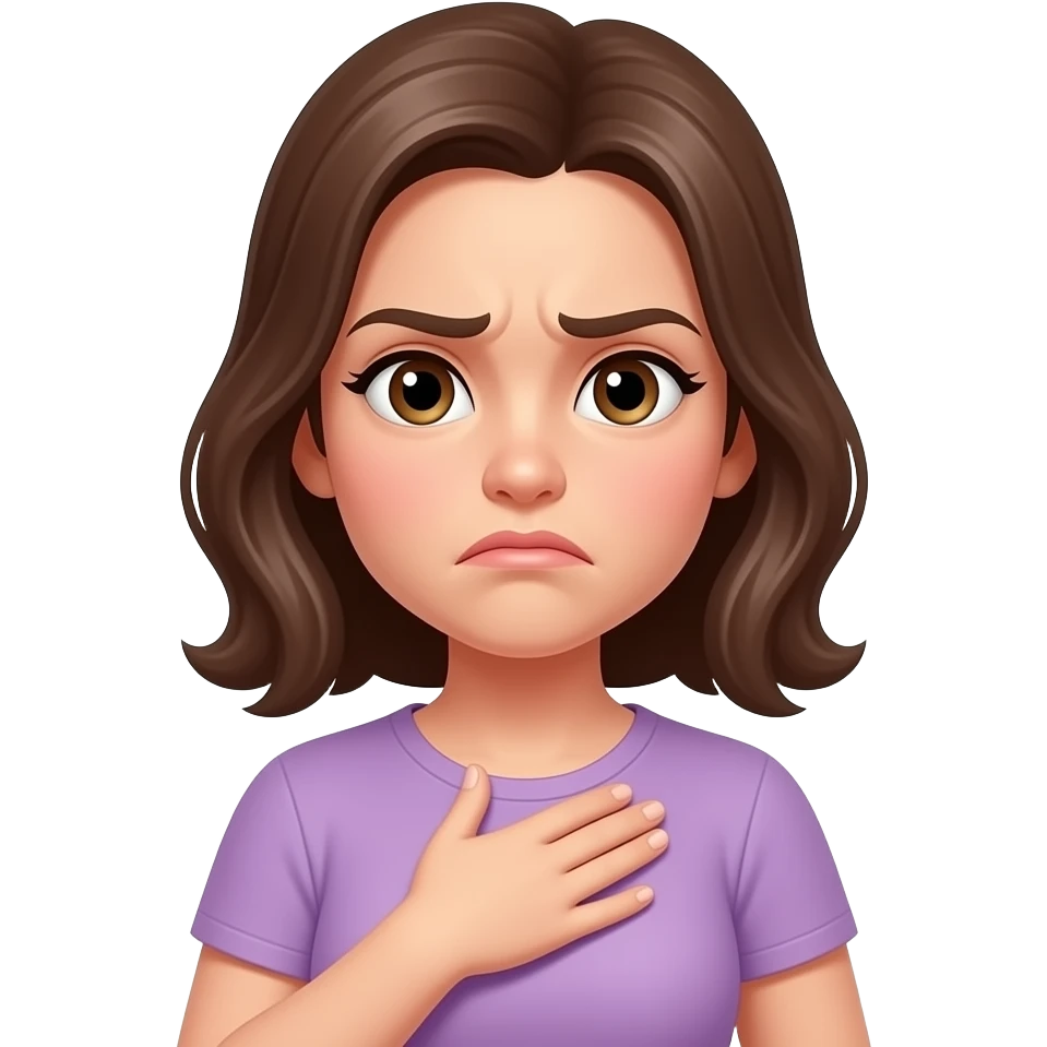 Girl with one hand on chest because offended disgusted face emoji emoji
