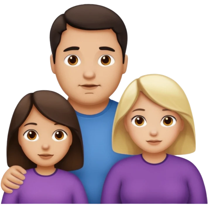 Familia de 4 personas : Hombre gordito,pelo oscuro, Mujer pelo cafe, hija 1 pelo mono , hija 2 pelo oscuro. emoji