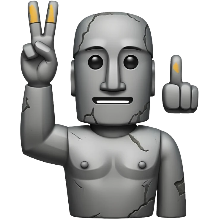 Moai making a peace sign emoji
