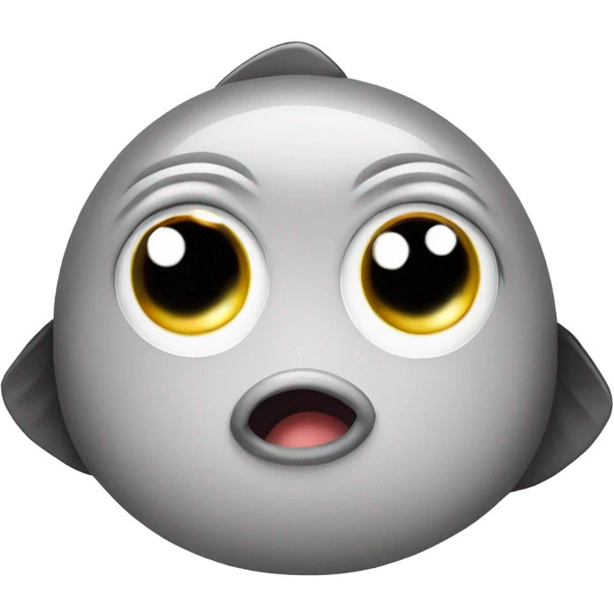 Round fish with wide set large eyes very cute  emoji