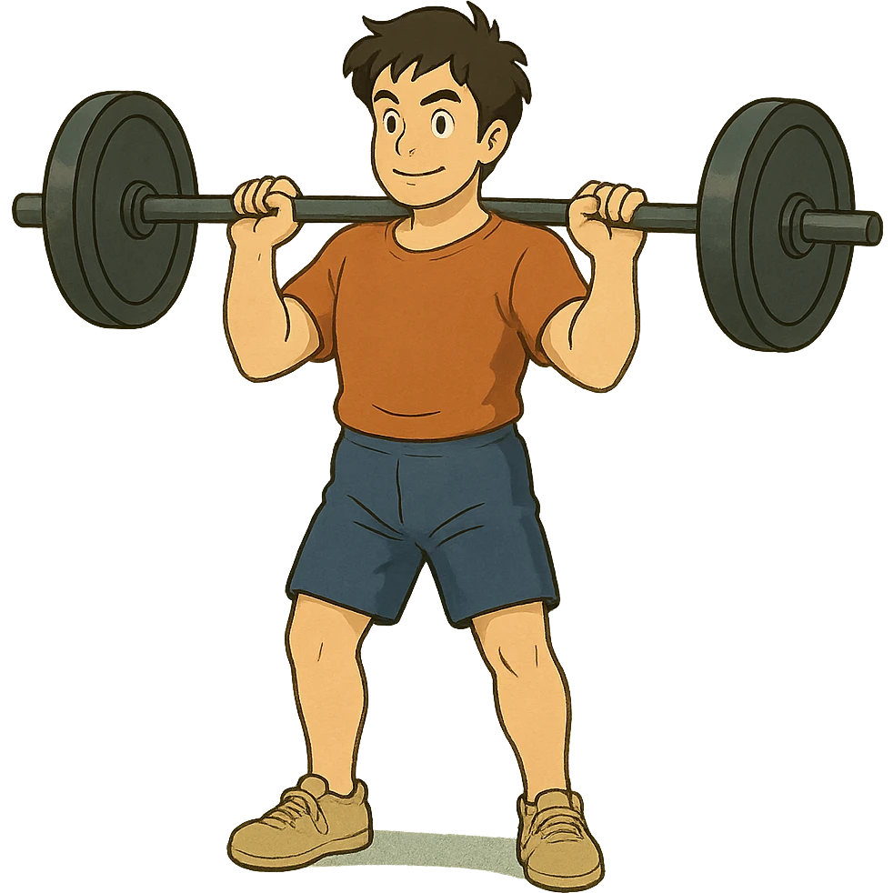 ghibli style man holding a barbell emoji