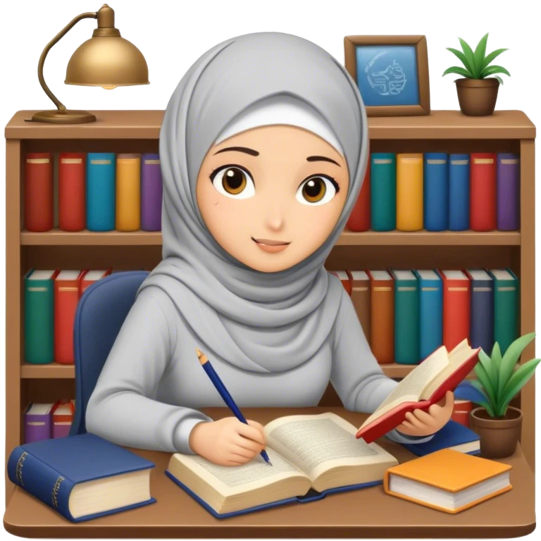 hijabi girl studying emoji