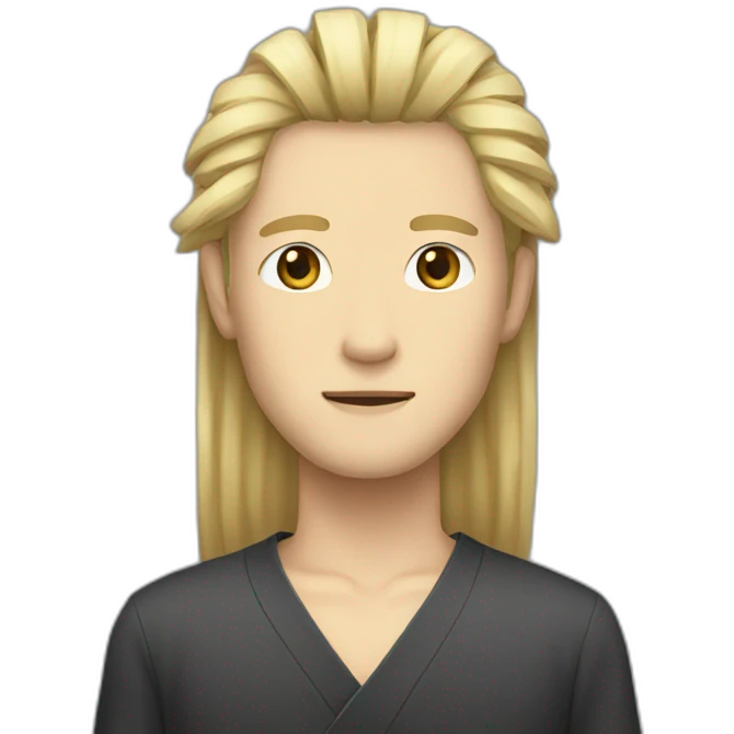 Japanese man long face  long blond hair emoji