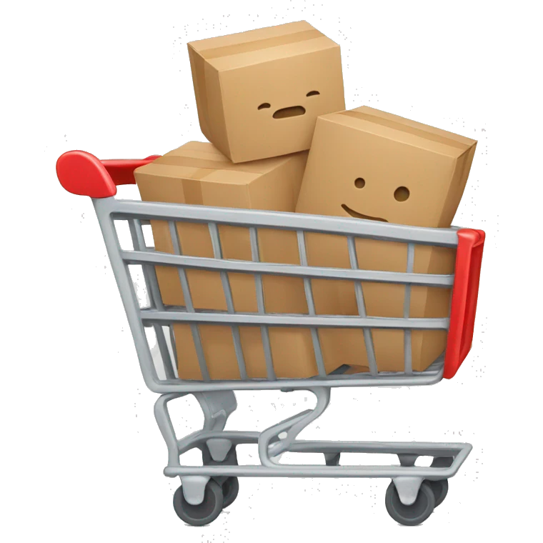 shopping cart with boxies emoji