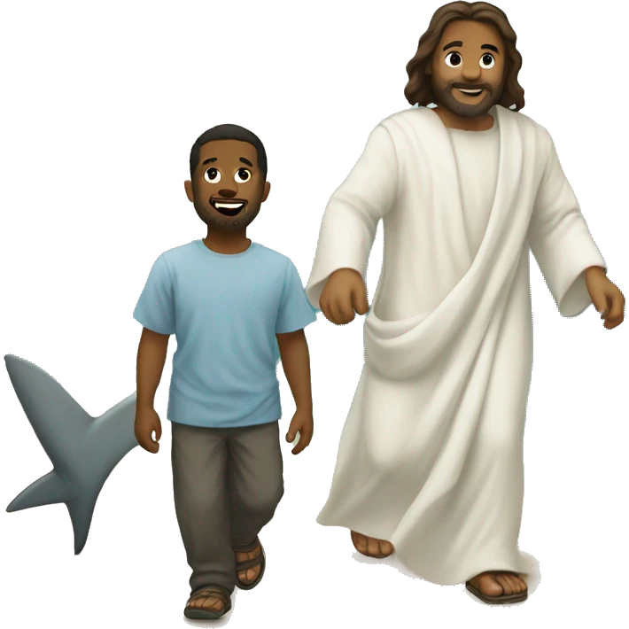 Shark walking with Jesus  emoji