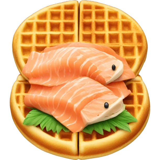 Waffles with salmon and cheese emoji