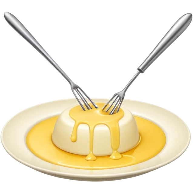 Generate a high-quality image of a dollop of yellow cream on a white plate with a metal whisk placed beside it, realistic color and shading, smooth gradient colors, no facial features, no brand markings, simple white background, high-resolution.
 emoji