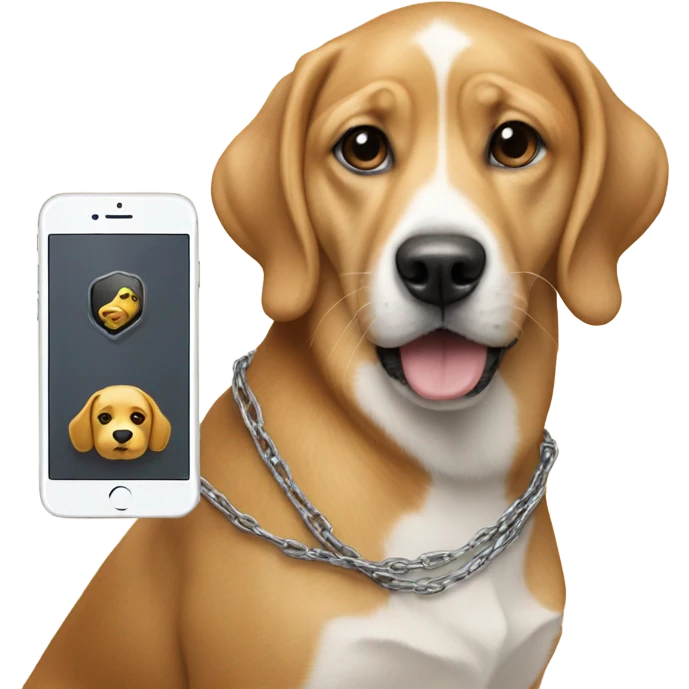 iPhone and with a dog with a chain emoji