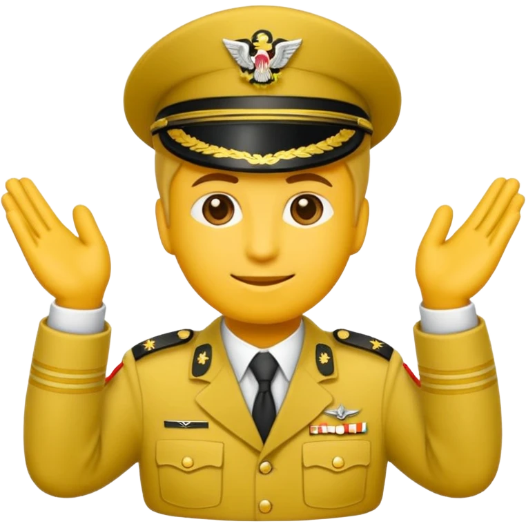 Eine salutierenden Emoji (Hautfarbe: gelb ) in Armee Klamotten männlich; salutierend mit der rechten Hand und auf der Höhe der Stirn emoji