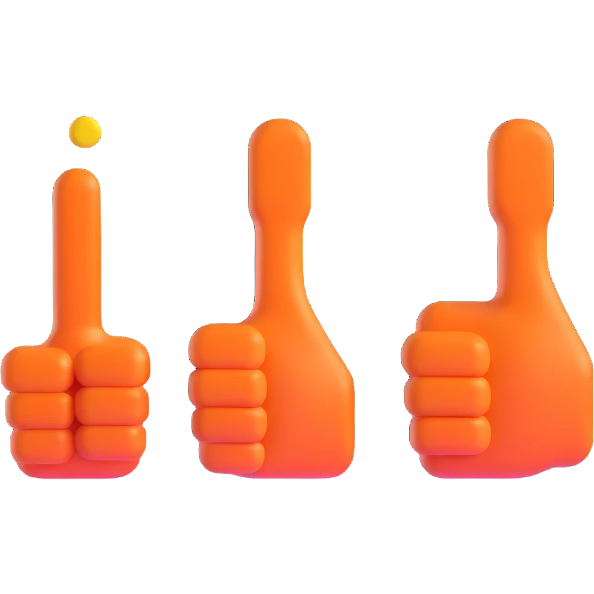 set of four sleek tech-inspired style Discord bot emotes for OptiCore with #3498db as dominant color showing thumbs up, thumbs down, question, and exclamation emoji