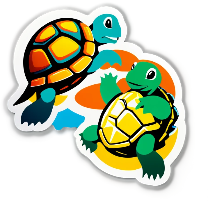Turtles fighting emoji